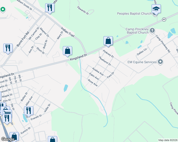 map of restaurants, bars, coffee shops, grocery stores, and more near 217 Azalea Avenue in Folkston