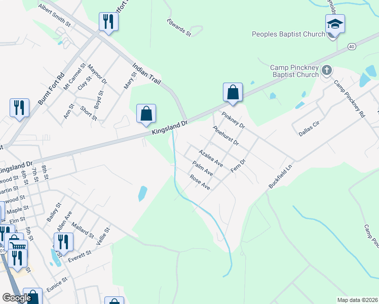map of restaurants, bars, coffee shops, grocery stores, and more near 217 Azalea Avenue in Folkston