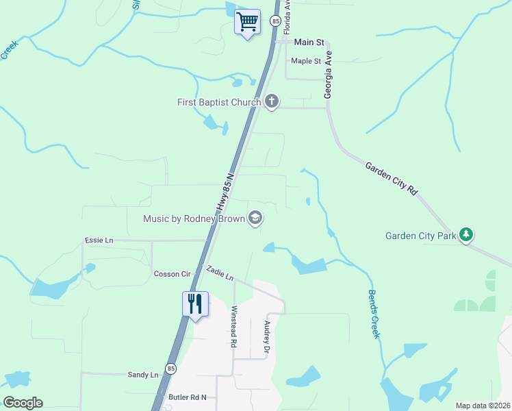 map of restaurants, bars, coffee shops, grocery stores, and more near 3221 Twilight Drive in Crestview