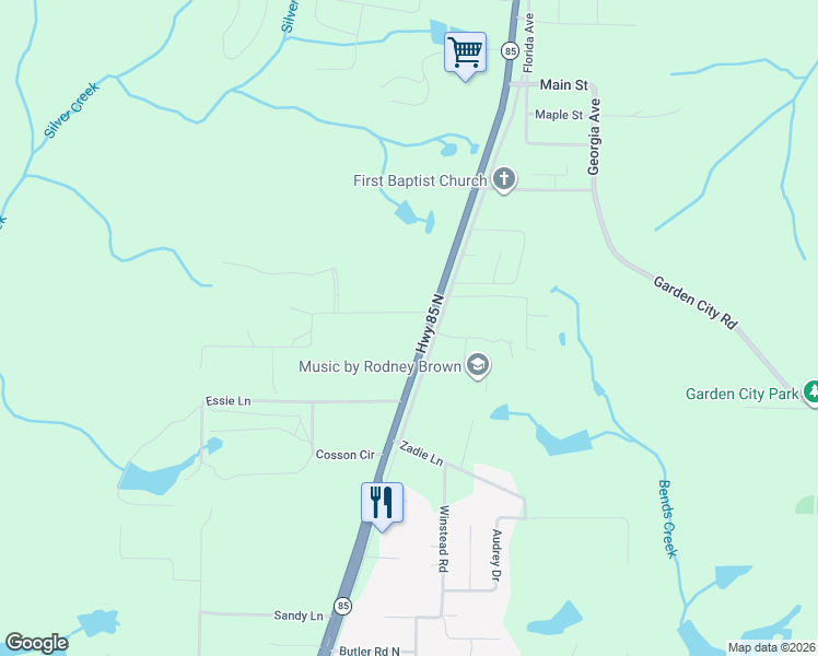 map of restaurants, bars, coffee shops, grocery stores, and more near 6342 Highway 85 North in Crestview