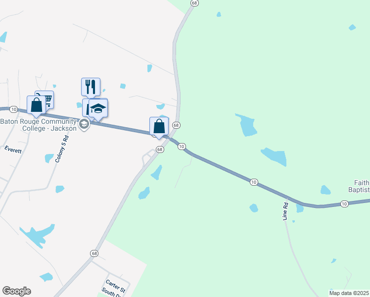 map of restaurants, bars, coffee shops, grocery stores, and more near 5000 Louisiana 10 in Jackson