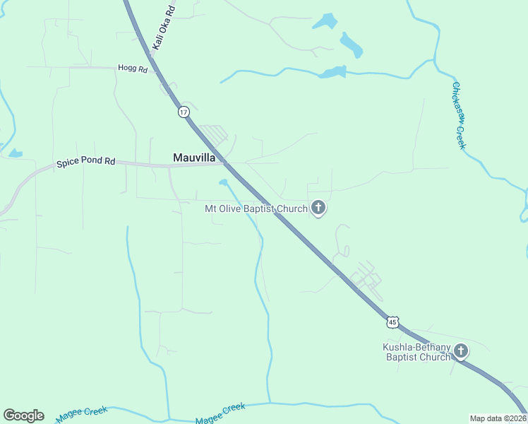 map of restaurants, bars, coffee shops, grocery stores, and more near 6901 U.S. 45 in Mobile County
