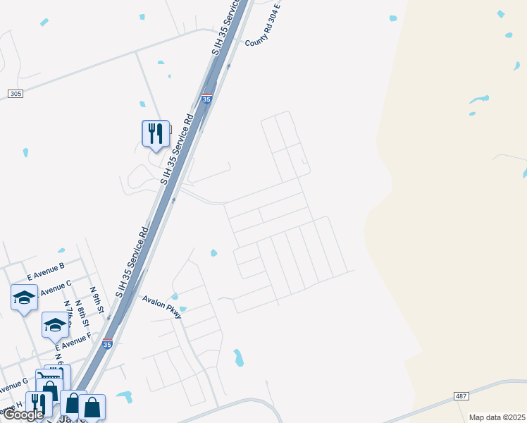 map of restaurants, bars, coffee shops, grocery stores, and more near 13700 Interstate 35 Frontage Road in Jarrell