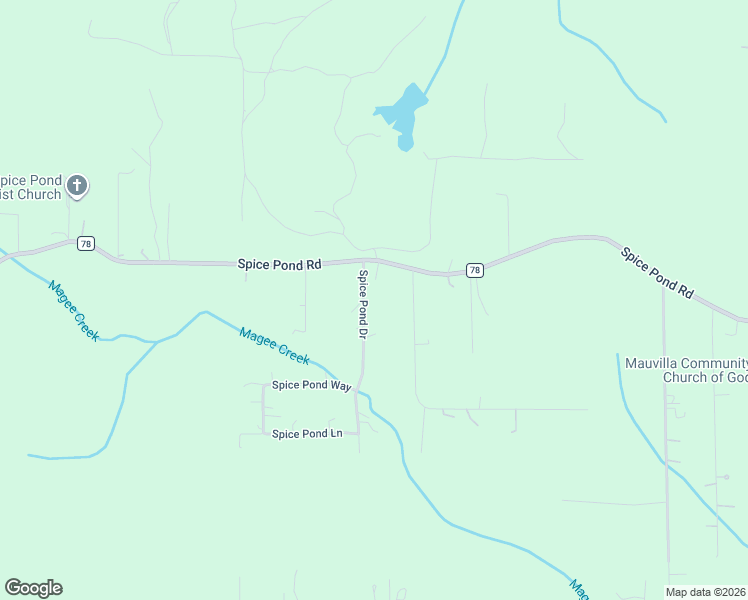 map of restaurants, bars, coffee shops, grocery stores, and more near 7581 Spice Pond Road in Mobile County