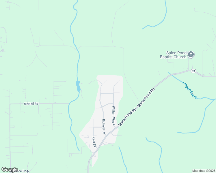 map of restaurants, bars, coffee shops, grocery stores, and more near 6925 William Way East in Mobile County