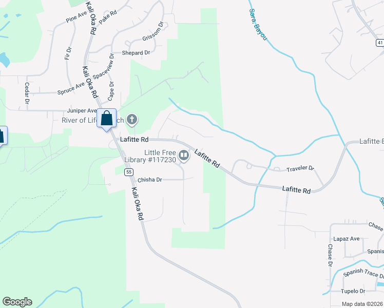 map of restaurants, bars, coffee shops, grocery stores, and more near 4027 Lafitte Rd in Saraland