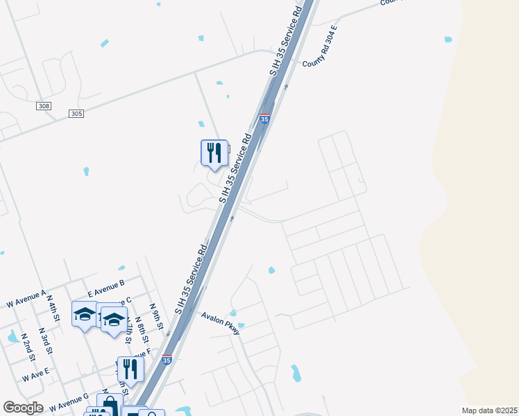 map of restaurants, bars, coffee shops, grocery stores, and more near 13700 South IH 35 Service Road in Jarrell