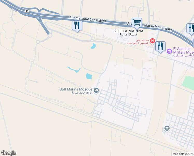 map of restaurants, bars, coffee shops, grocery stores, and more near in El Alamein