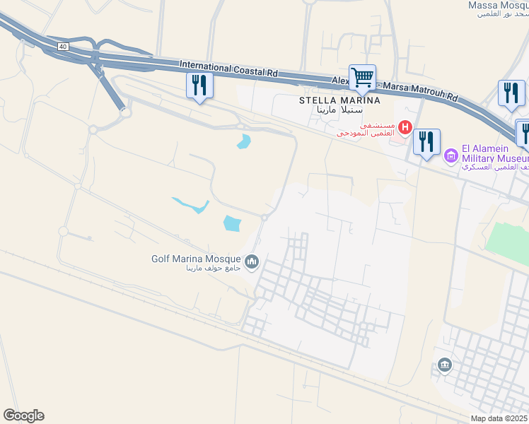 map of restaurants, bars, coffee shops, grocery stores, and more near in El-Alamein