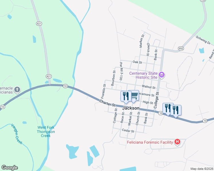 map of restaurants, bars, coffee shops, grocery stores, and more near 1137 Sycamore Street in Jackson
