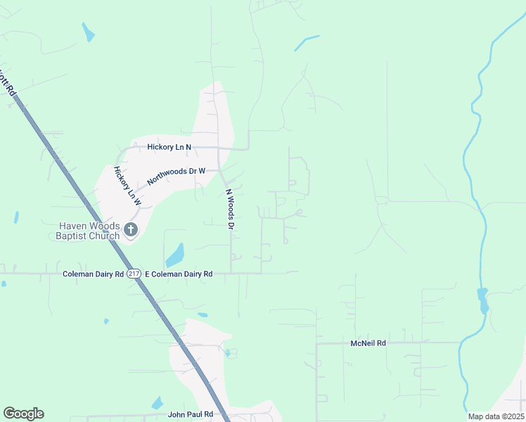 map of restaurants, bars, coffee shops, grocery stores, and more near 7135 Timber Woods Drive in Semmes