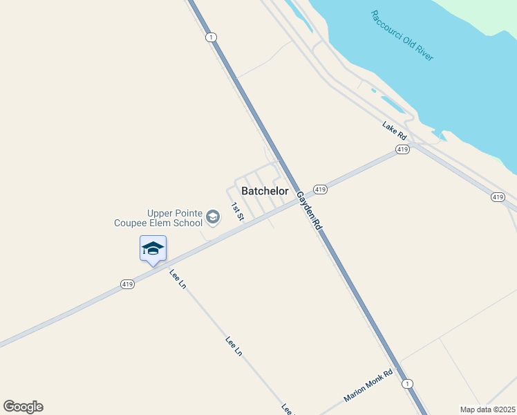 map of restaurants, bars, coffee shops, grocery stores, and more near 4829 Louisiana 419 in Batchelor