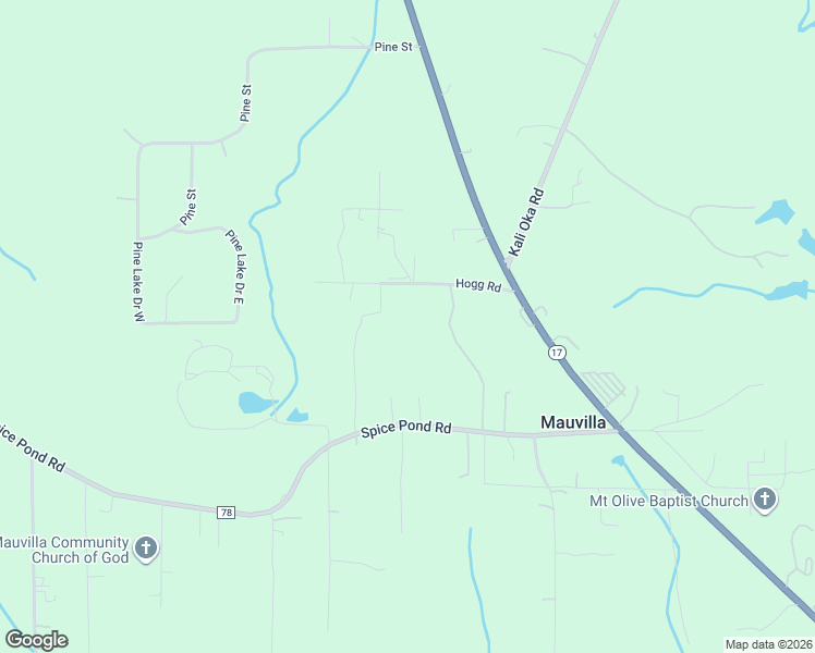 map of restaurants, bars, coffee shops, grocery stores, and more near 6445 A Hogg Road in Mobile County