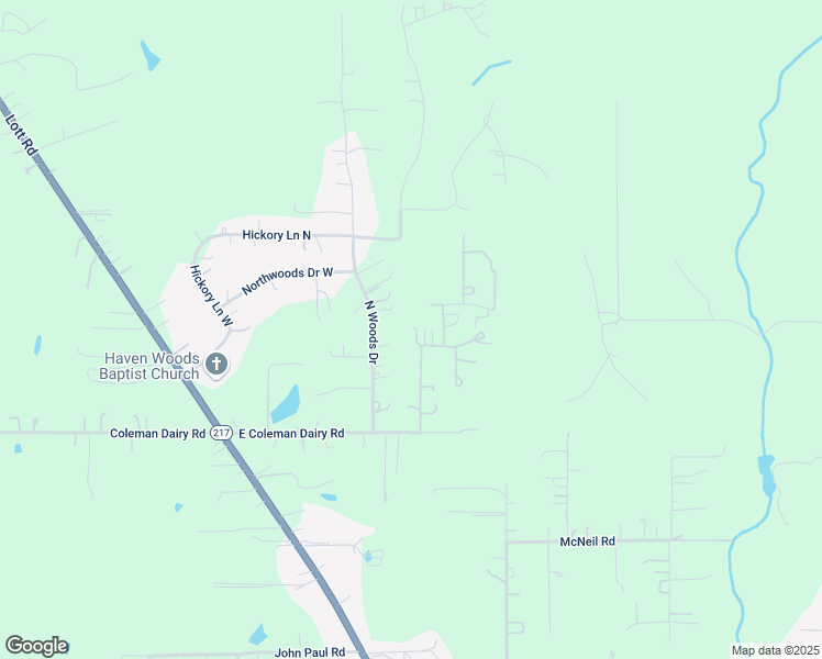 map of restaurants, bars, coffee shops, grocery stores, and more near 7135 Timber Woods Drive in Semmes