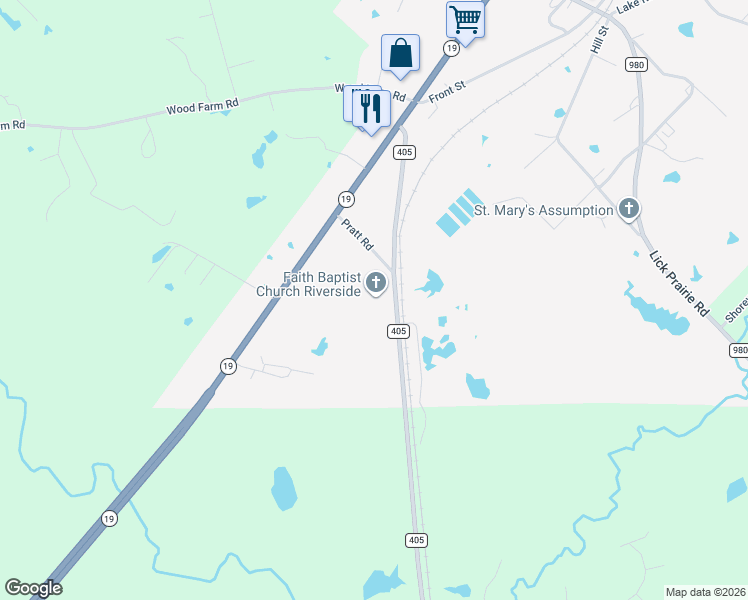 map of restaurants, bars, coffee shops, grocery stores, and more near 246 Farm to Market 405 in Huntsville