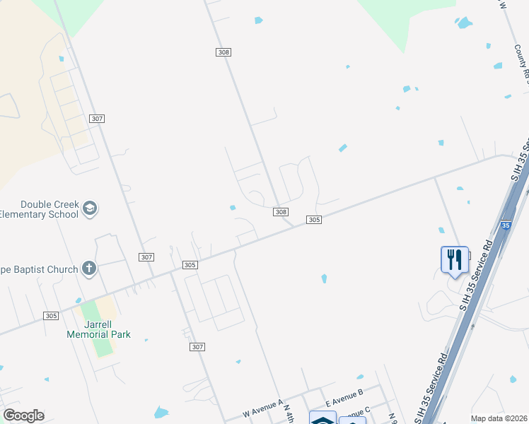 map of restaurants, bars, coffee shops, grocery stores, and more near 113 West Luna Blue Lane in Jarrell