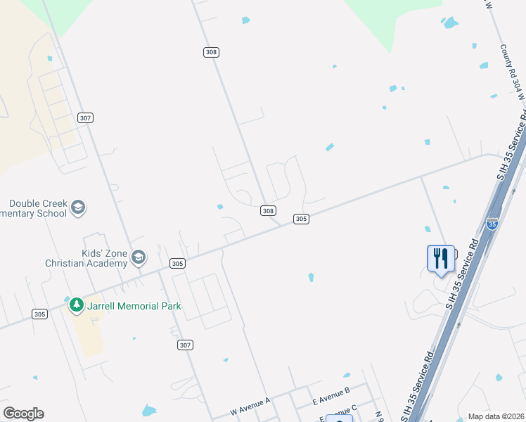 map of restaurants, bars, coffee shops, grocery stores, and more near 113 West Luna Blue Lane in Jarrell