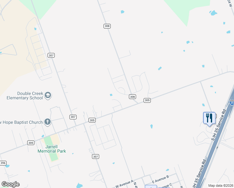 map of restaurants, bars, coffee shops, grocery stores, and more near 225 West Luna Blue Lane in Jarrell