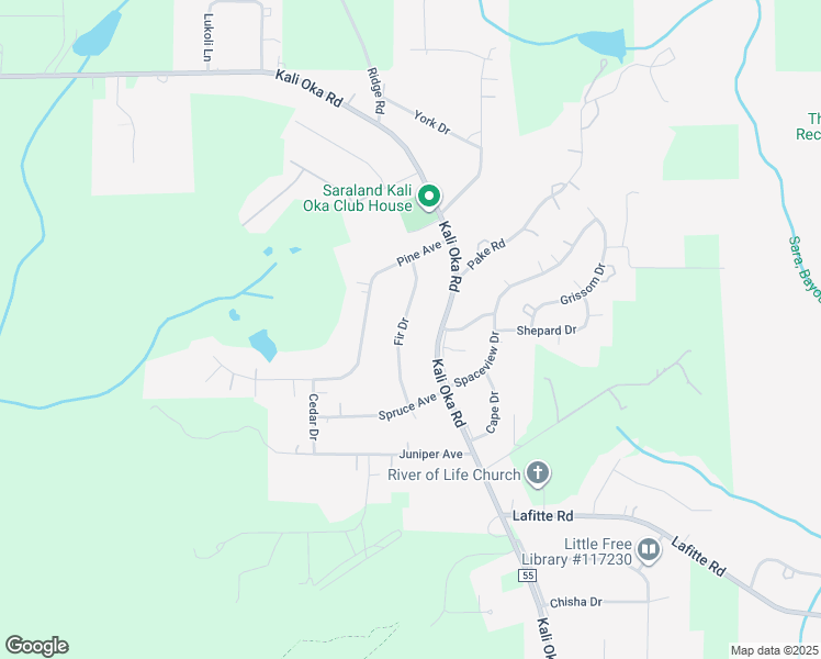 map of restaurants, bars, coffee shops, grocery stores, and more near 7316 Fir Drive in Saraland