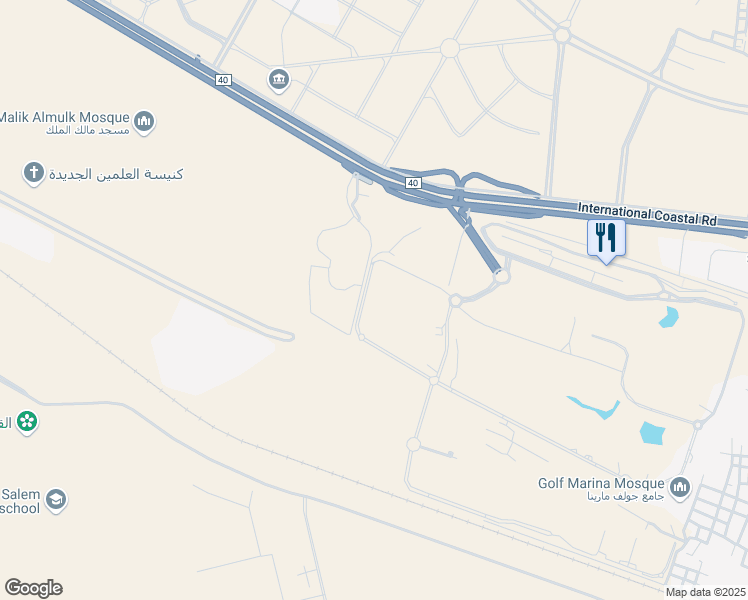 map of restaurants, bars, coffee shops, grocery stores, and more near Alexandria - Marsa Matrouh Road in Markaz Al Alamein