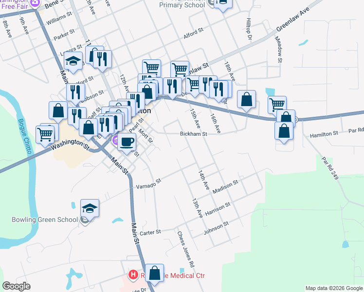 map of restaurants, bars, coffee shops, grocery stores, and more near 1305 May Street in Franklinton