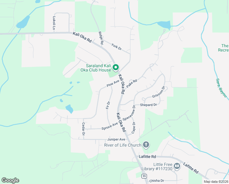map of restaurants, bars, coffee shops, grocery stores, and more near 7370 Fir Drive in Saraland