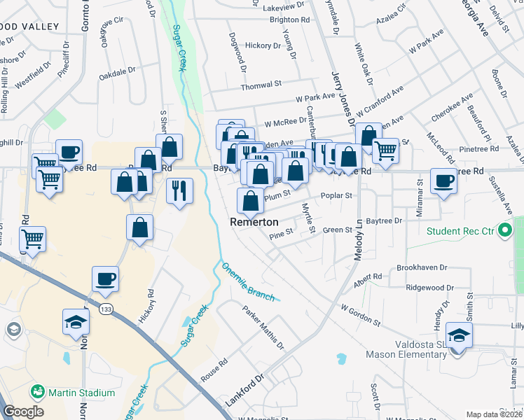 map of restaurants, bars, coffee shops, grocery stores, and more near in Remerton