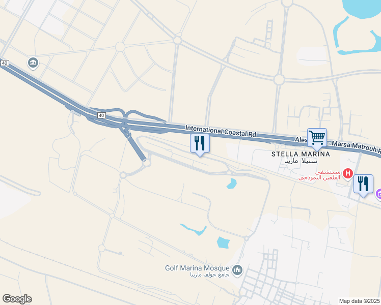 map of restaurants, bars, coffee shops, grocery stores, and more near in El Alamein