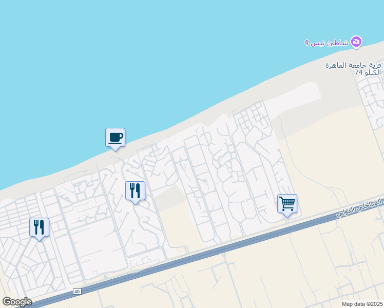 map of restaurants, bars, coffee shops, grocery stores, and more near 75 Alexandria - Marsa Matrouh Road in North Coast