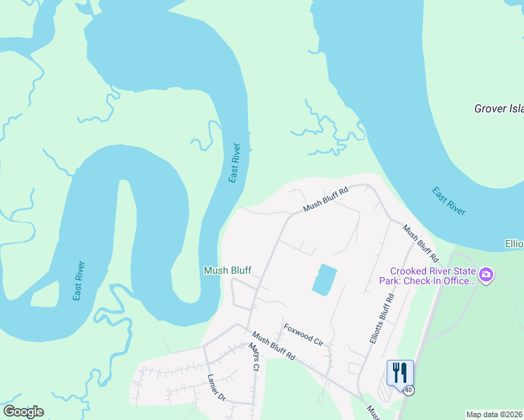 map of restaurants, bars, coffee shops, grocery stores, and more near 46 Hydrangea Lane in Saint Marys