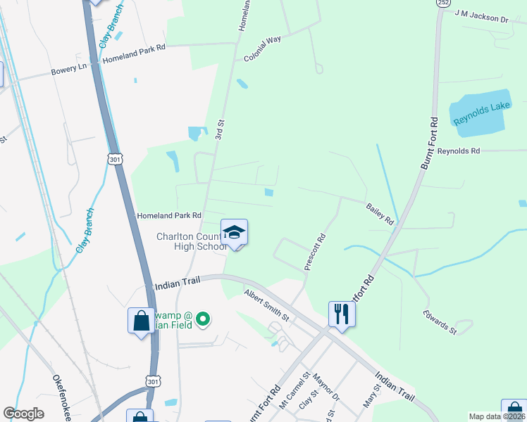 map of restaurants, bars, coffee shops, grocery stores, and more near 186 Wiregrass Road in Folkston