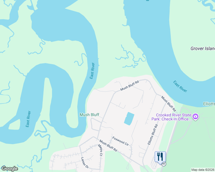 map of restaurants, bars, coffee shops, grocery stores, and more near 46 Hydrangea Lane in Saint Marys
