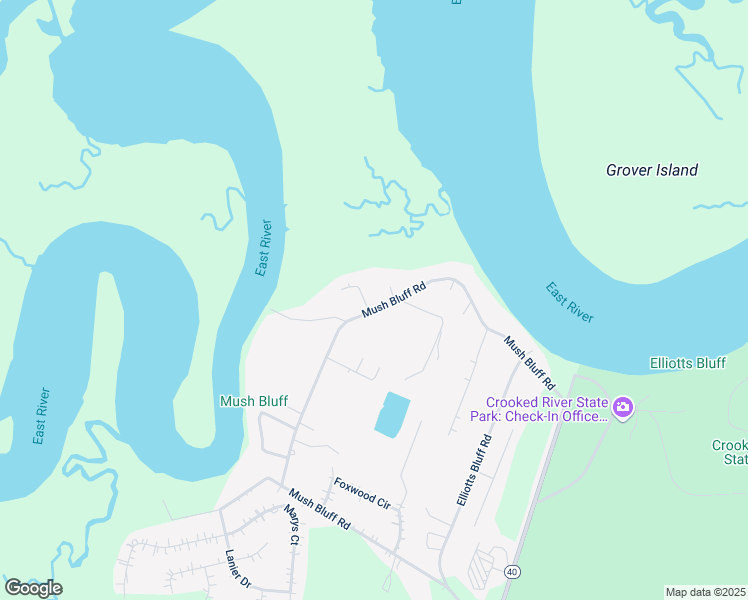 map of restaurants, bars, coffee shops, grocery stores, and more near 1368 Mush Bluff Road in St. Marys