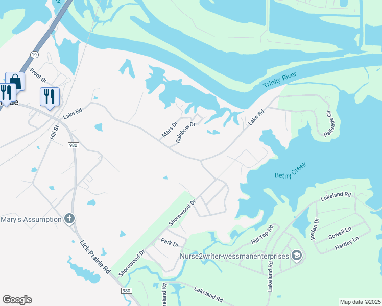map of restaurants, bars, coffee shops, grocery stores, and more near 121 Lake Road in Huntsville
