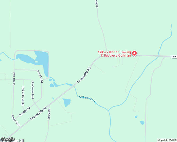 map of restaurants, bars, coffee shops, grocery stores, and more near 6818 Troupeville Road in Quitman