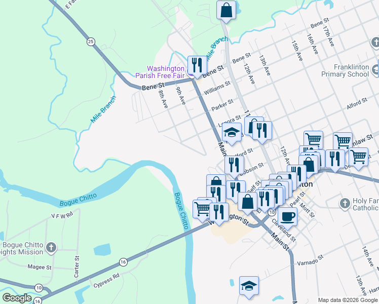map of restaurants, bars, coffee shops, grocery stores, and more near 520 Heyward Green Drive in Franklinton