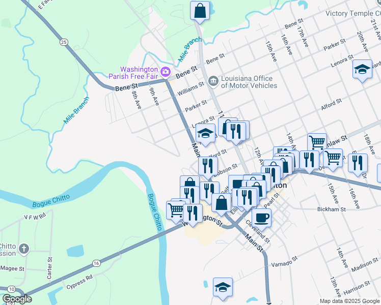 map of restaurants, bars, coffee shops, grocery stores, and more near 608 Main Street in Franklinton