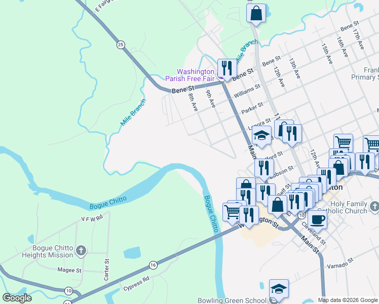 map of restaurants, bars, coffee shops, grocery stores, and more near 404 Heyward Green Drive in Franklinton