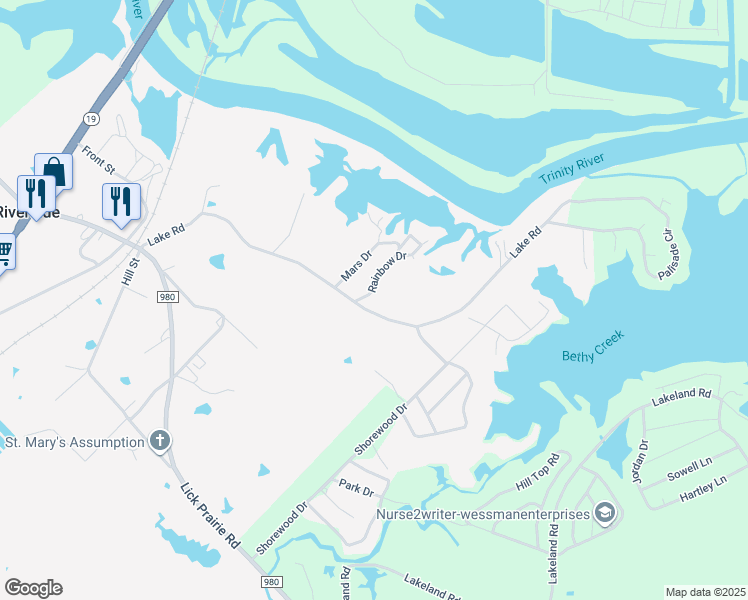 map of restaurants, bars, coffee shops, grocery stores, and more near 121 Lake Road in Huntsville