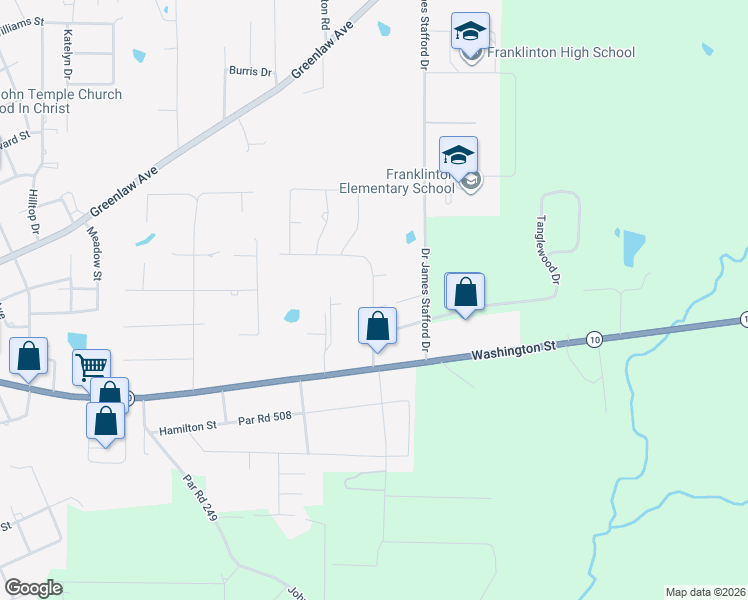 map of restaurants, bars, coffee shops, grocery stores, and more near 1109 Lynnwood Drive in Franklinton