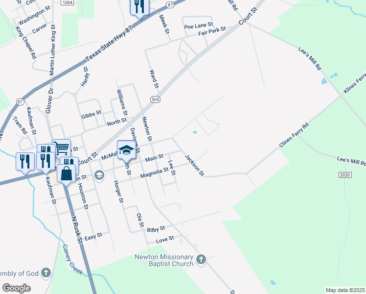 map of restaurants, bars, coffee shops, grocery stores, and more near 119 Jackson Street in Newton