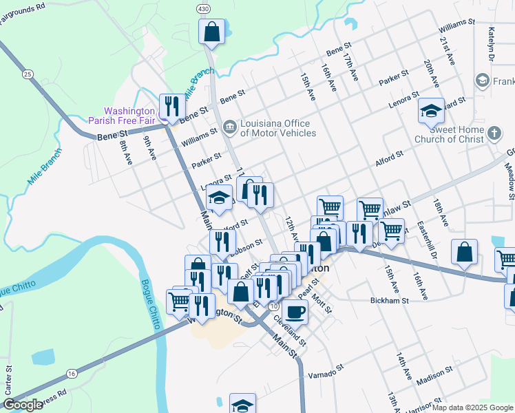 map of restaurants, bars, coffee shops, grocery stores, and more near 615 11th Avenue in Franklinton