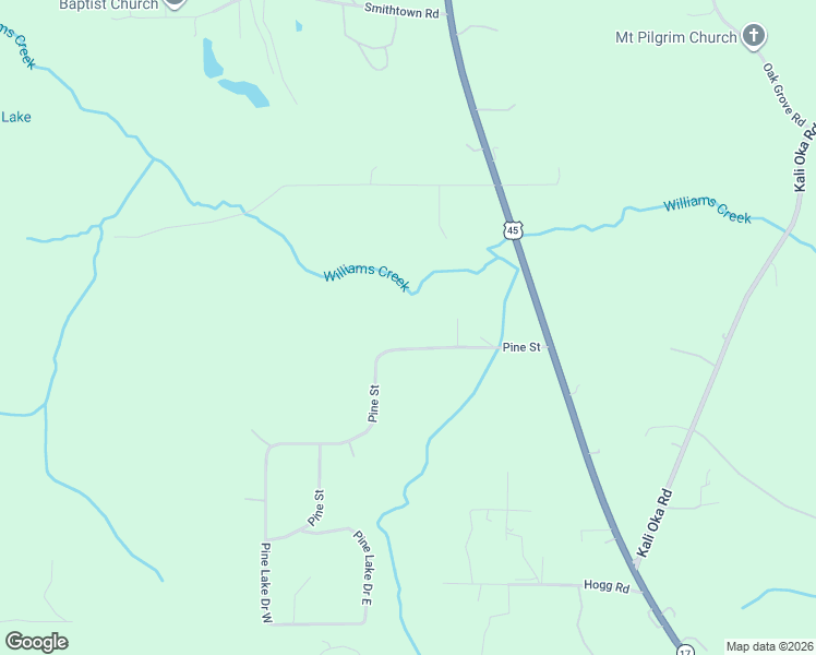 map of restaurants, bars, coffee shops, grocery stores, and more near 6784 Pine Street in Mobile County