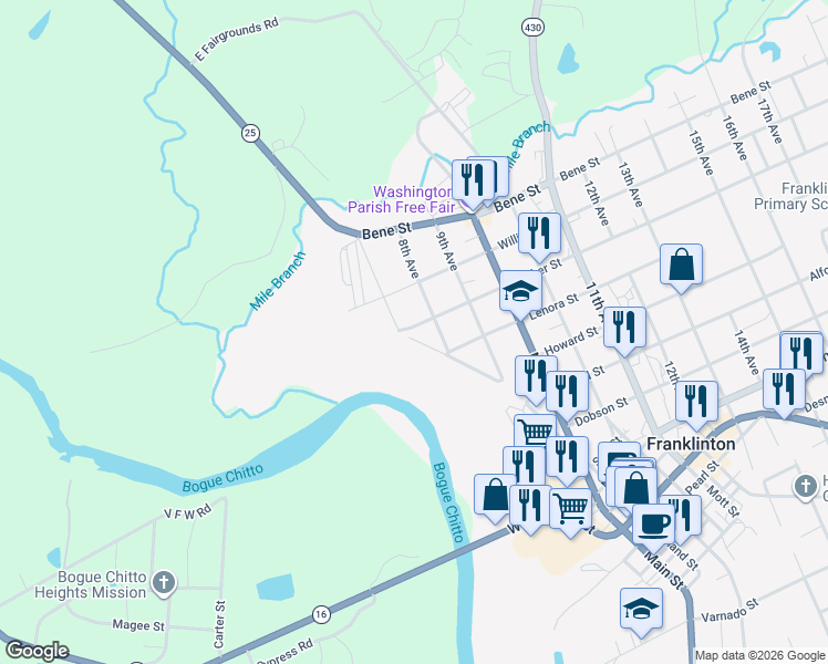 map of restaurants, bars, coffee shops, grocery stores, and more near 509 Heyward Green Drive in Franklinton