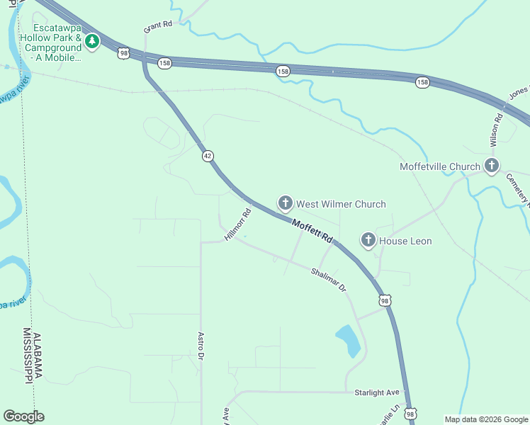 map of restaurants, bars, coffee shops, grocery stores, and more near 7650 Astro Drive in Mobile