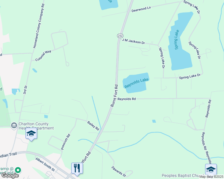 map of restaurants, bars, coffee shops, grocery stores, and more near 1601 Georgia 252 in Folkston