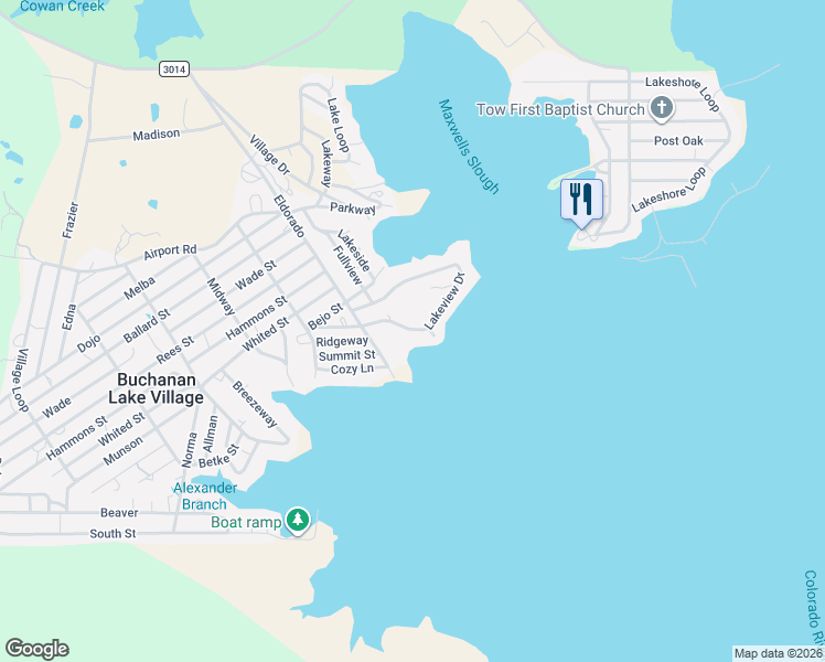 map of restaurants, bars, coffee shops, grocery stores, and more near 948 Lakeview Drive in Tow