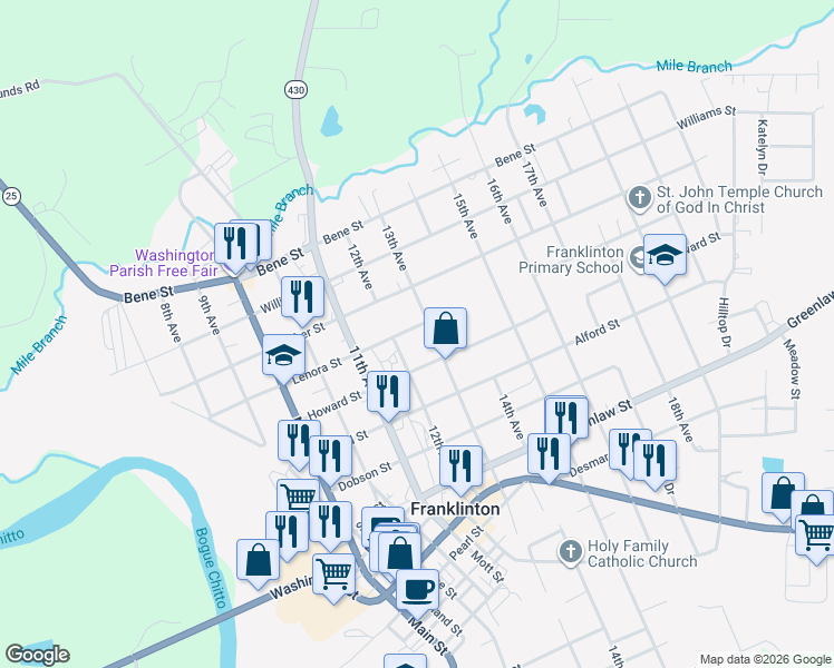 map of restaurants, bars, coffee shops, grocery stores, and more near 430 13th Avenue in Franklinton