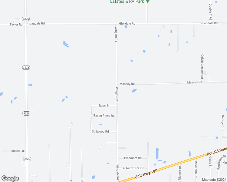 map of restaurants, bars, coffee shops, grocery stores, and more near 511 Wingate Road in DeRidder