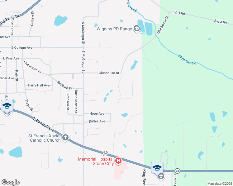 map of restaurants, bars, coffee shops, grocery stores, and more near Pratt Road in Wiggins